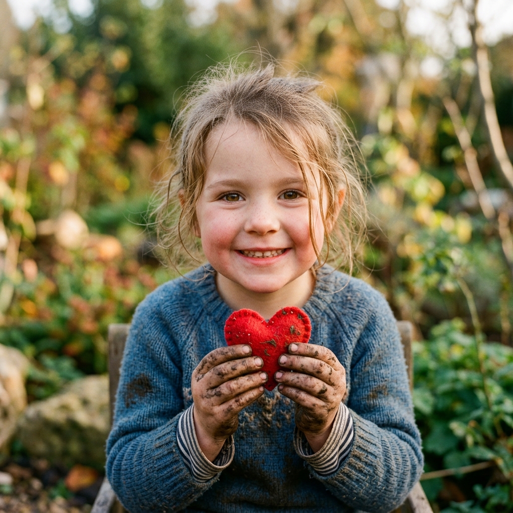 Child holding heart
